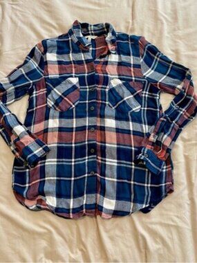 Lucky Brand Navy Plaid Shirt Size XS